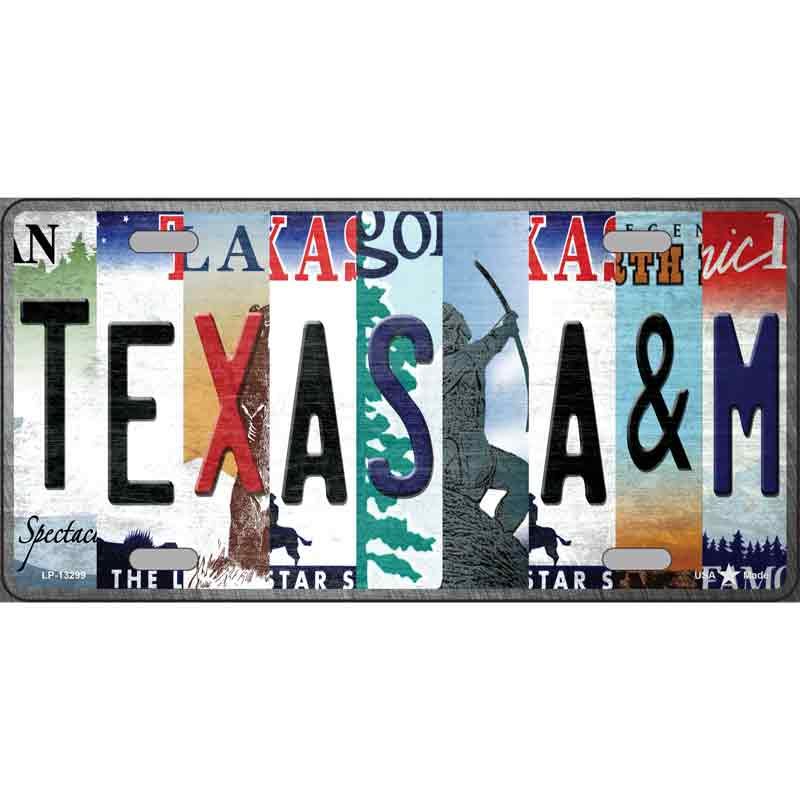 Texas A&M Strip Art Wholesale Novelty Metal LICENSE PLATE Tag