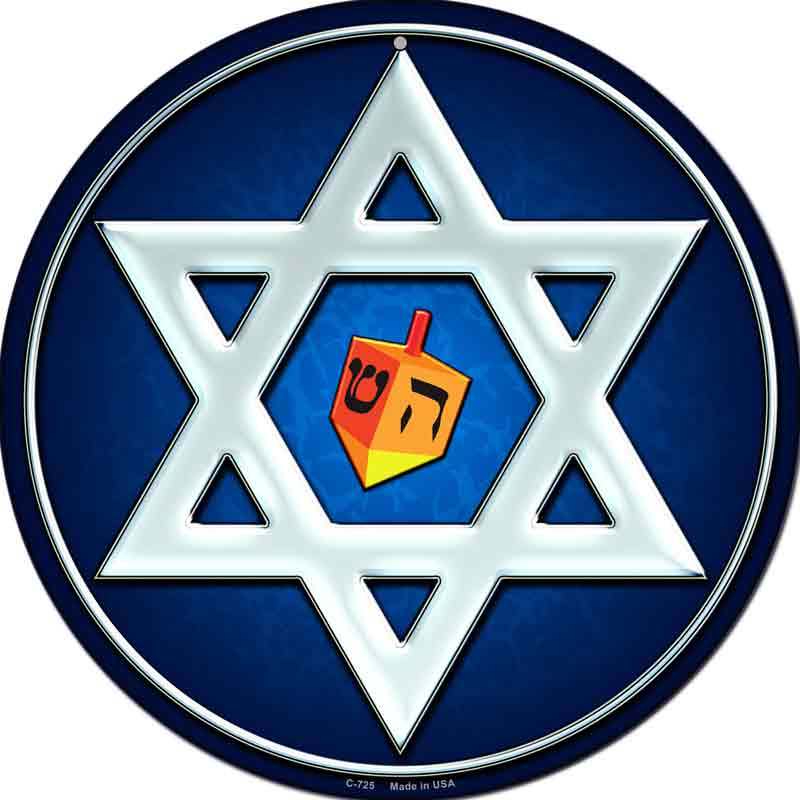 Hanukkah Star And Dreidel Wholesale Novelty Metal Circular SIGN