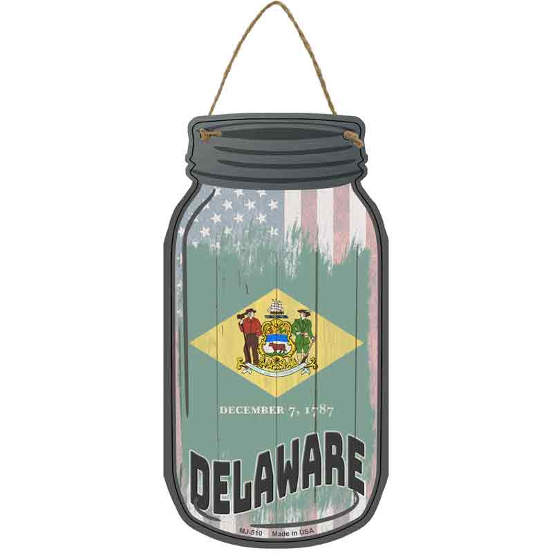 Delaware | USA FLAG Wholesale Novelty Metal Mason Jar Sign