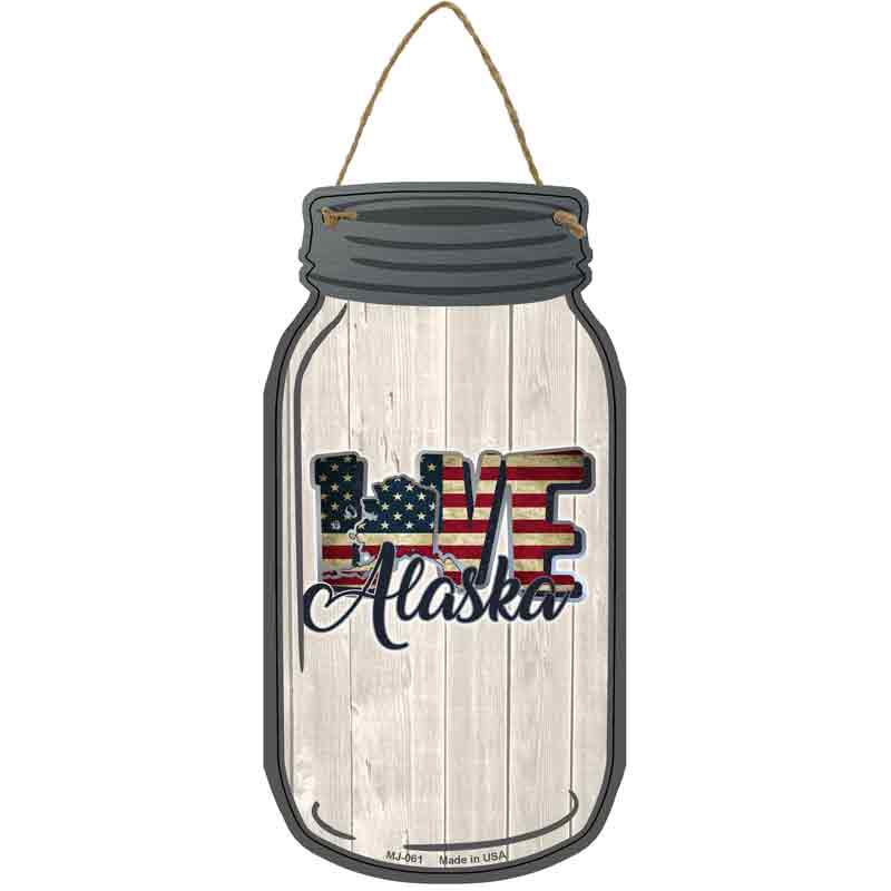 Love Alaska Silhouette Wholesale Novelty Metal Mason Jar SIGN