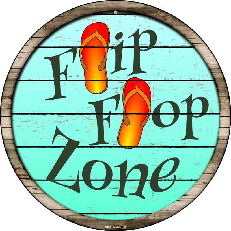 Orange FLIP FLOP Zone Wholesale Novelty Metal Circular Sign