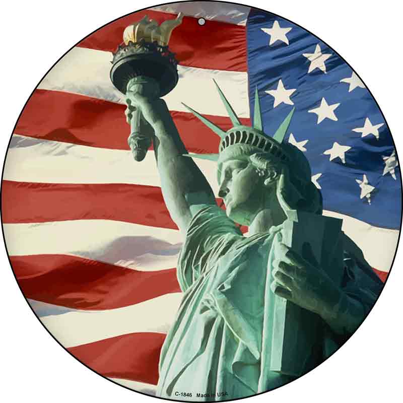 Lady Liberty American FLAG Wholesale Novelty Metal Circle Sign C-1846