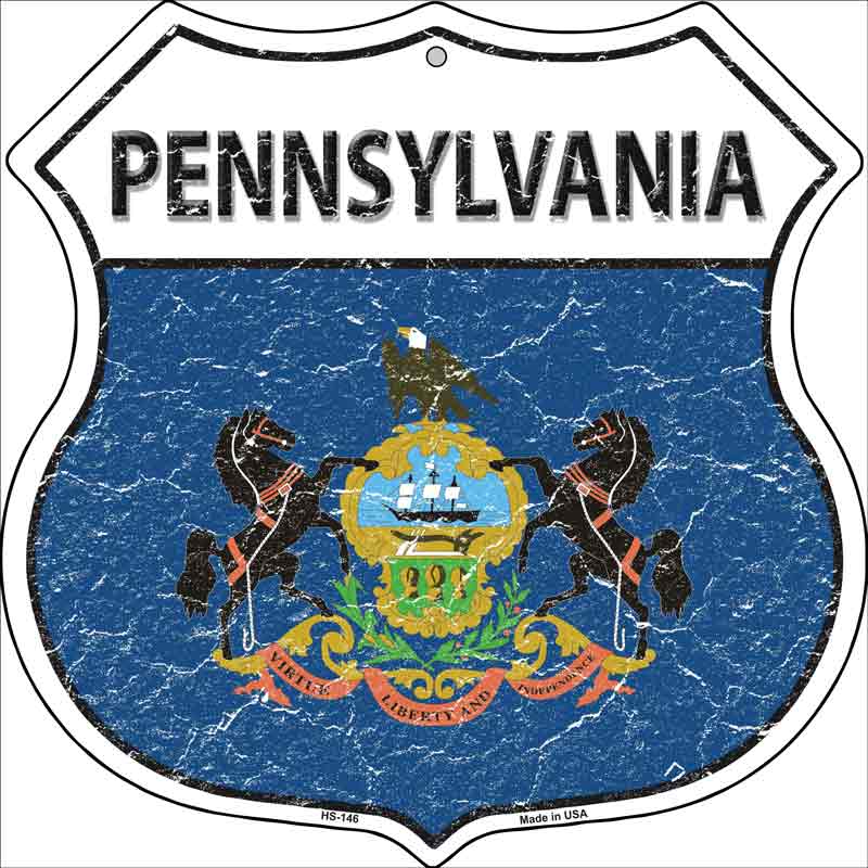 Pennsylvania State FLAG Highway Shield Wholesale Metal Sign