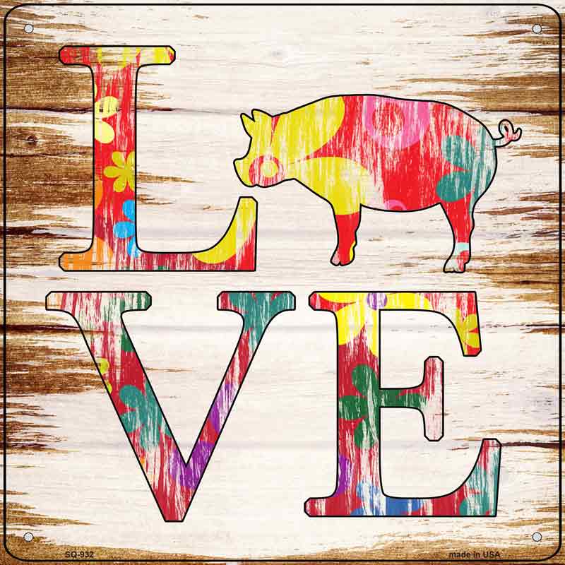 Love Colorful Pig Wholesale Novelty Metal Square Sign