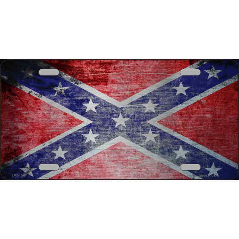 Confederate FLAG Scratched Chrome Novelty Wholesale Metal License Plate