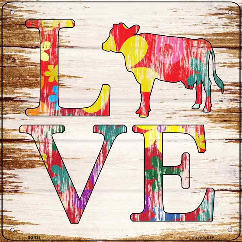 Love Colorful Cow Wholesale Novelty Metal Square Sign