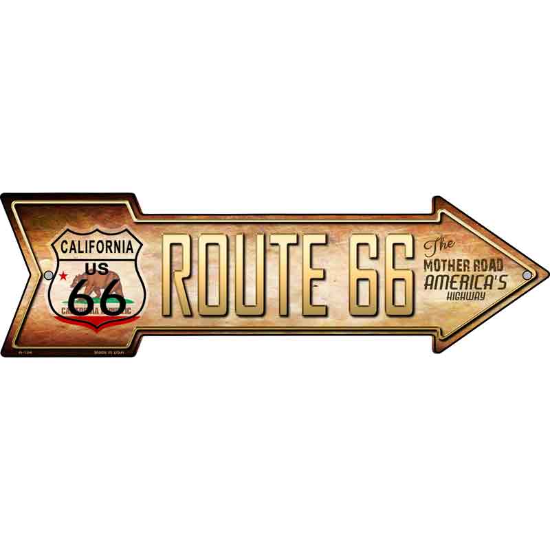 Route 66 California FLAG Wholesale Novelty Metal Arrow Sign