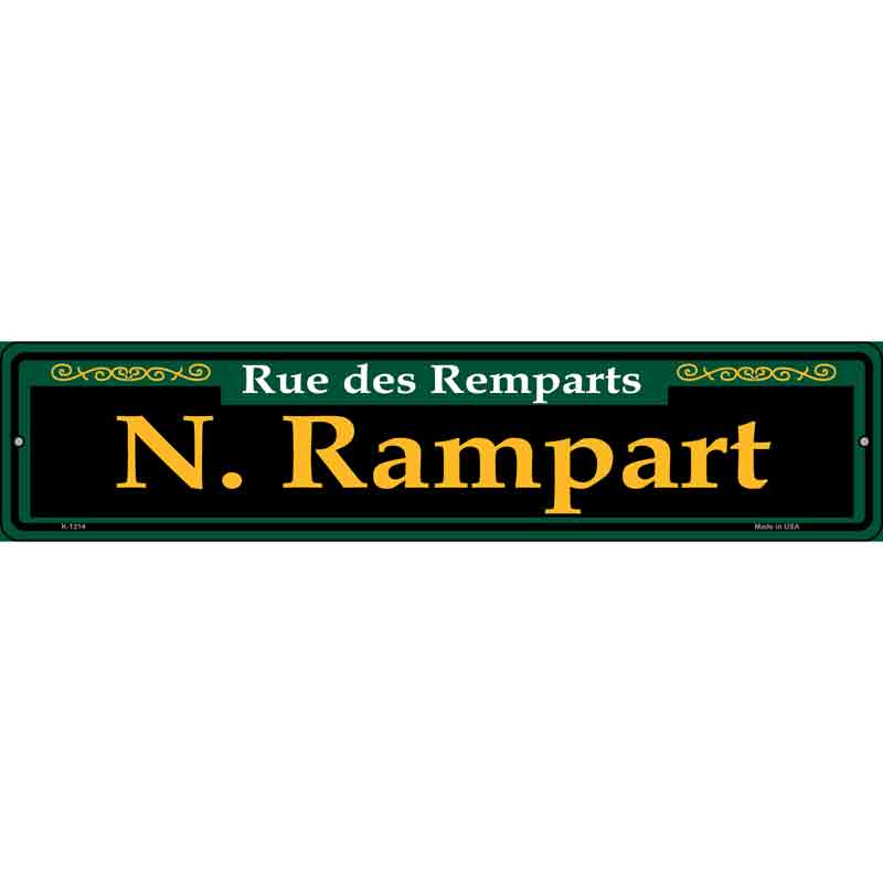 N. Rampart Green Wholesale Novelty Small Metal Street Sign