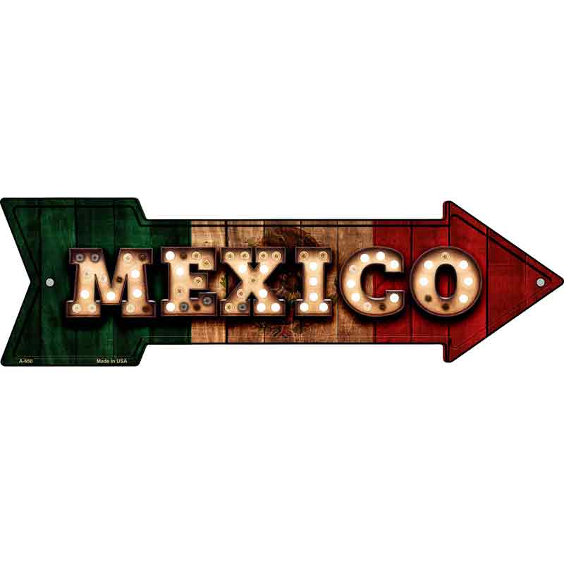 Mexico Bulb Lettering Wholesale Novelty Metal Arrow SIGN