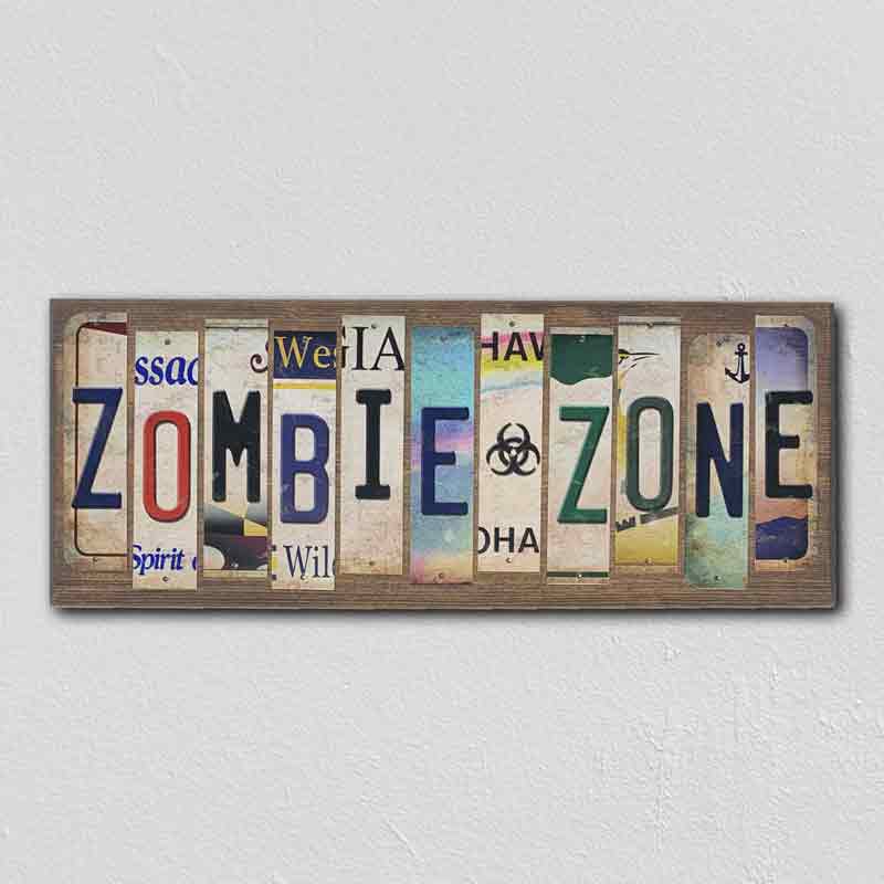 Zombie Zone Wholesale Novelty License Plate Strips Wood Sign