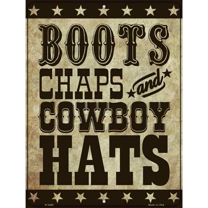 Boots Chaps COWBOY HATs Wholesale Metal Novelty Parking Sign