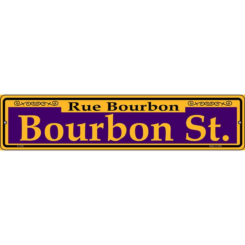 Bourbon St. Purple Wholesale Novelty Small Metal Street Sign