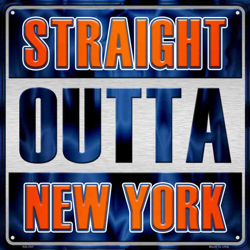 Straight Outta New York Outlined Wholesale Novelty Metal Square Sign
