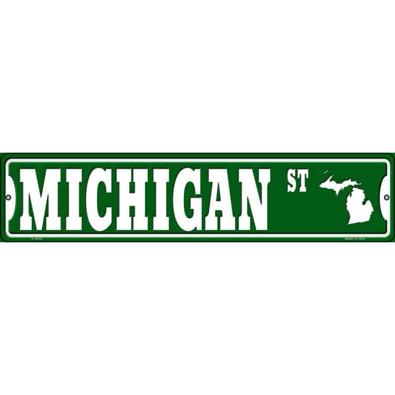 Michigan St Silhouette Wholesale Novelty Small Metal Street SIGN