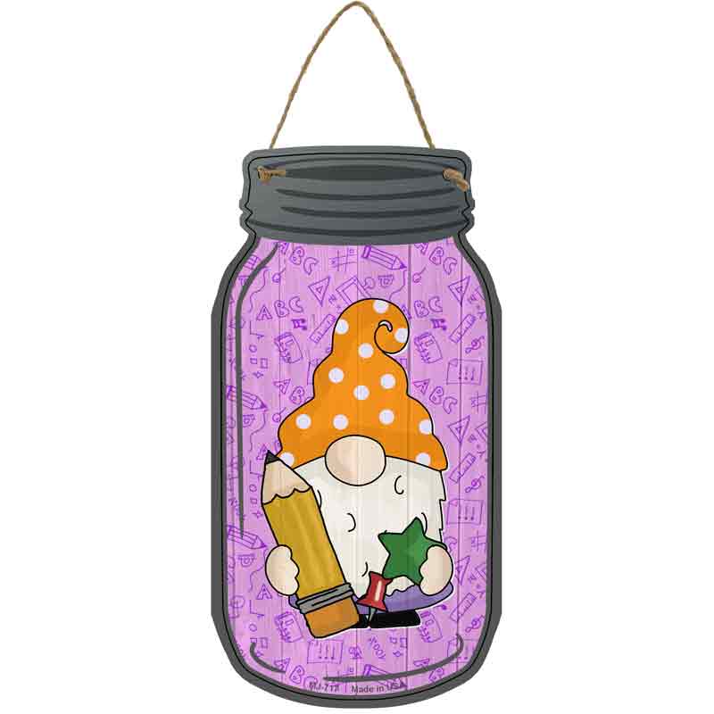 Gnome With PENCIL Wholesale Novelty Metal Mason Jar Sign