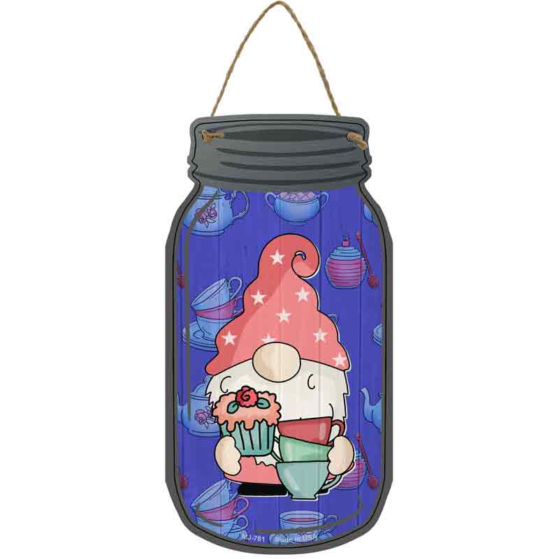 Gnome With Cups and Cupcake Wholesale Novelty Metal Mason Jar Sign