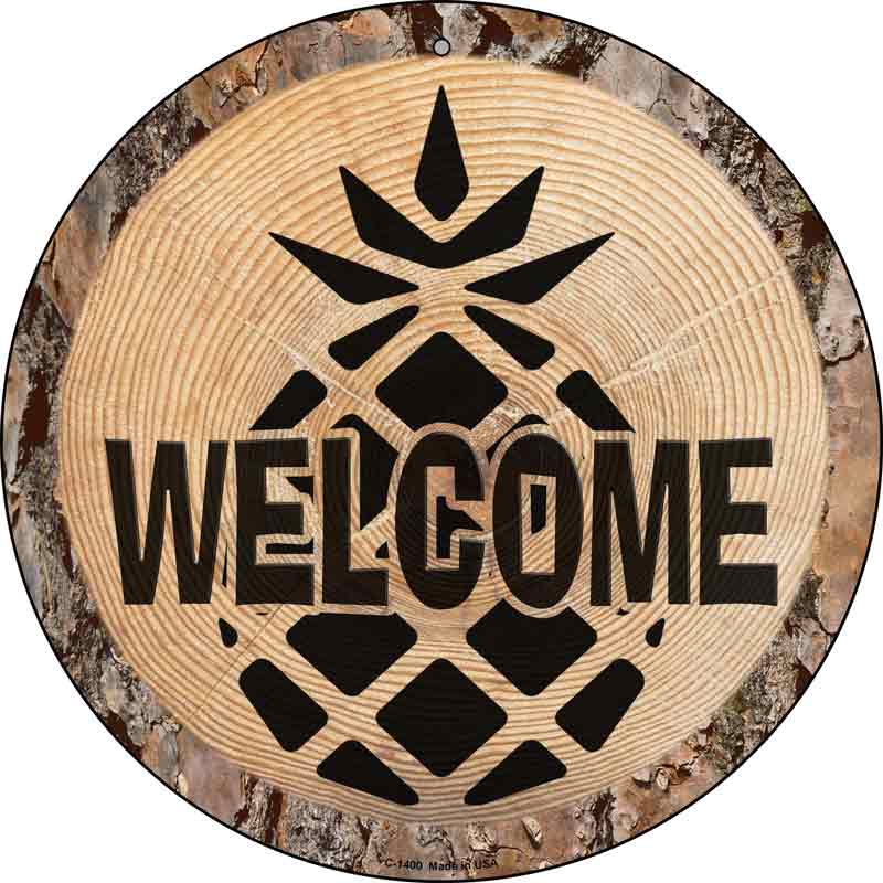 Welcome Pineapple Wholesale Novelty Metal Circular SIGN