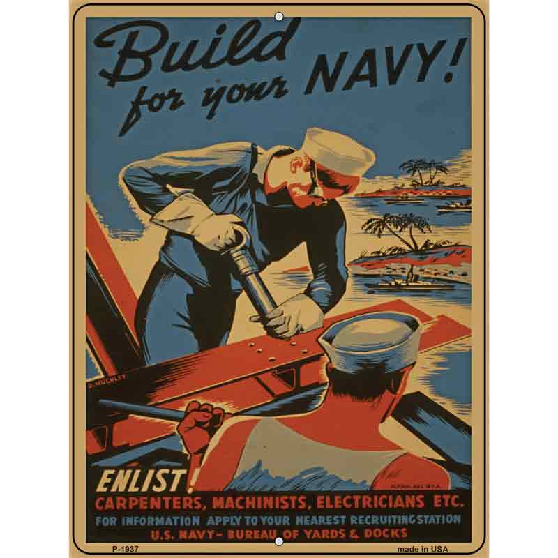 Build Your Navy Vintage POSTER Wholesale Parking Sign