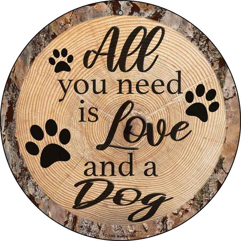 Love and a Dog Wholesale Novelty Metal Circular Sign