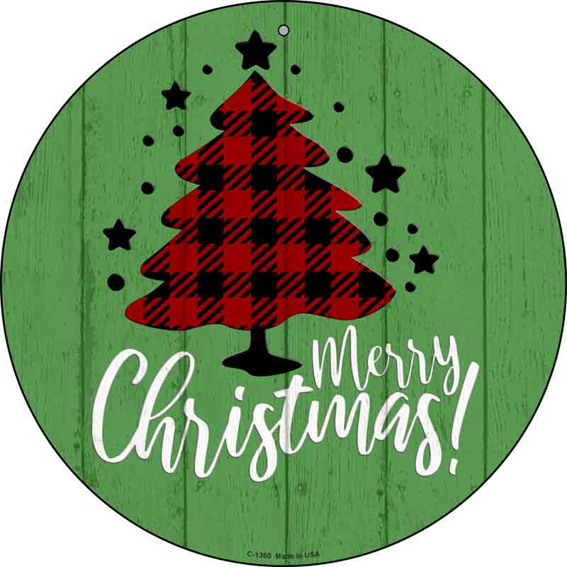 Merry CHRISTMAS With Tree Wholesale Novelty Metal Circular Sign