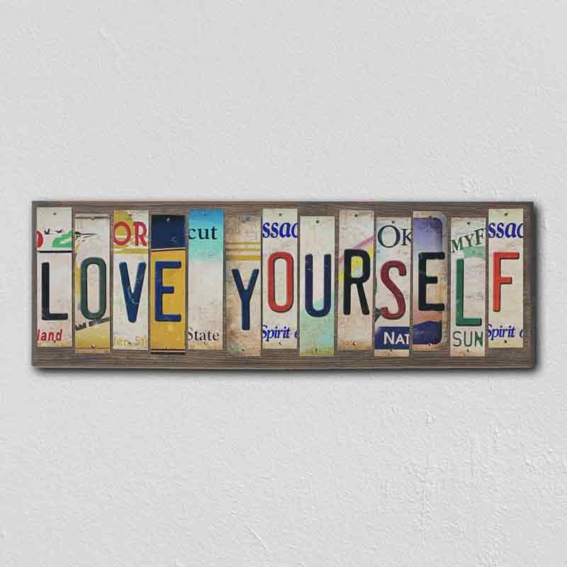 Love Yourself Wholesale Novelty License Plate Strips Wood Sign