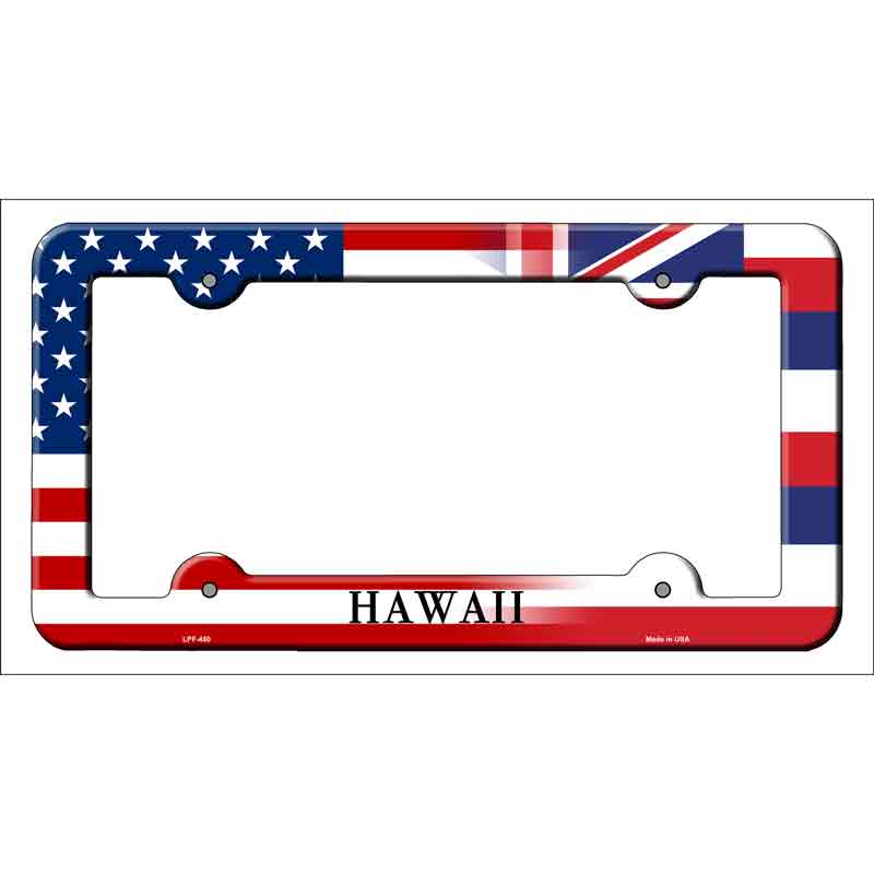 Hawaii|American Flag Wholesale Novelty Metal License Plate FRAME