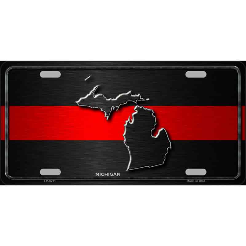 Michigan Thin Red Line Wholesale Metal Novelty LICENSE PLATE