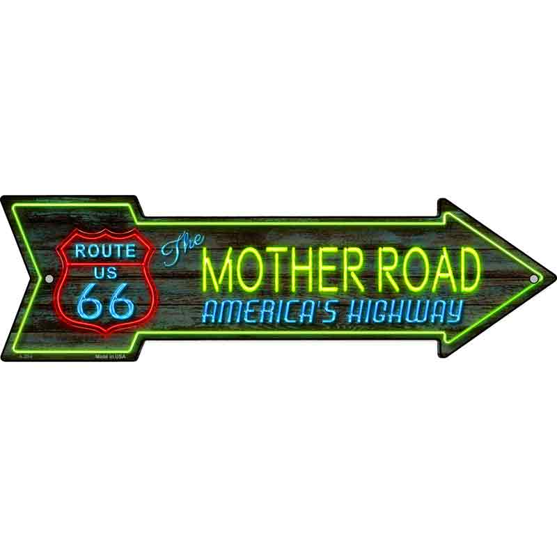 Route 66 Mother Road Neon Wholesale Novelty Metal Arrow Sign