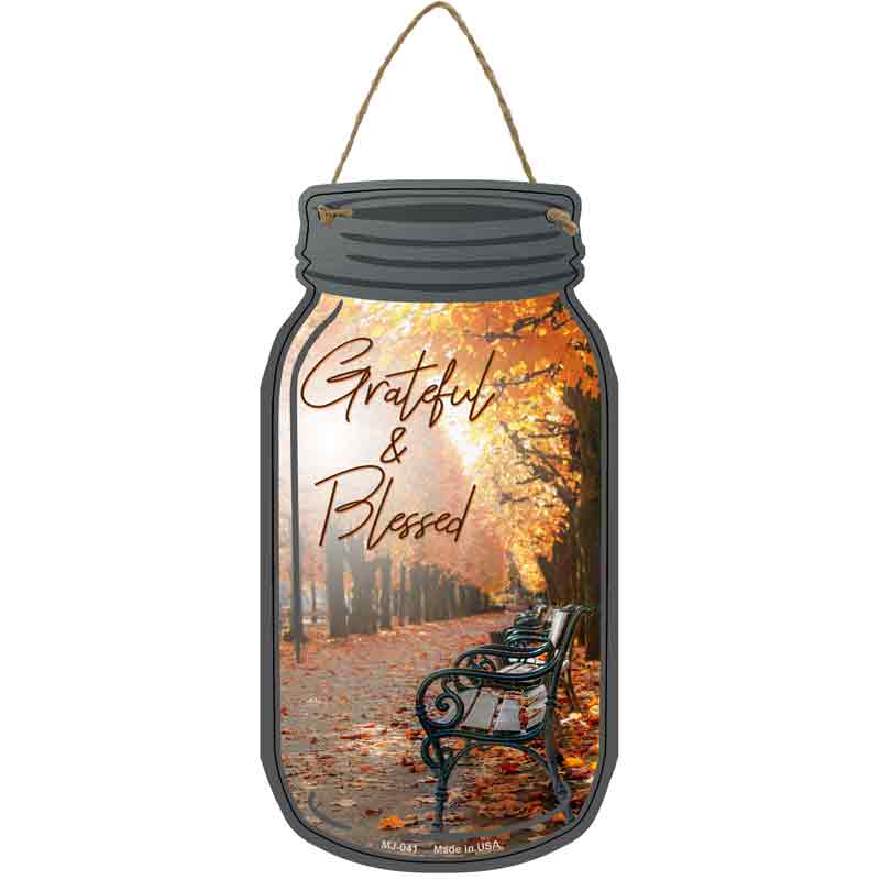 Fall Grateful And Blessed Wholesale Novelty Metal Mason Jar Sign