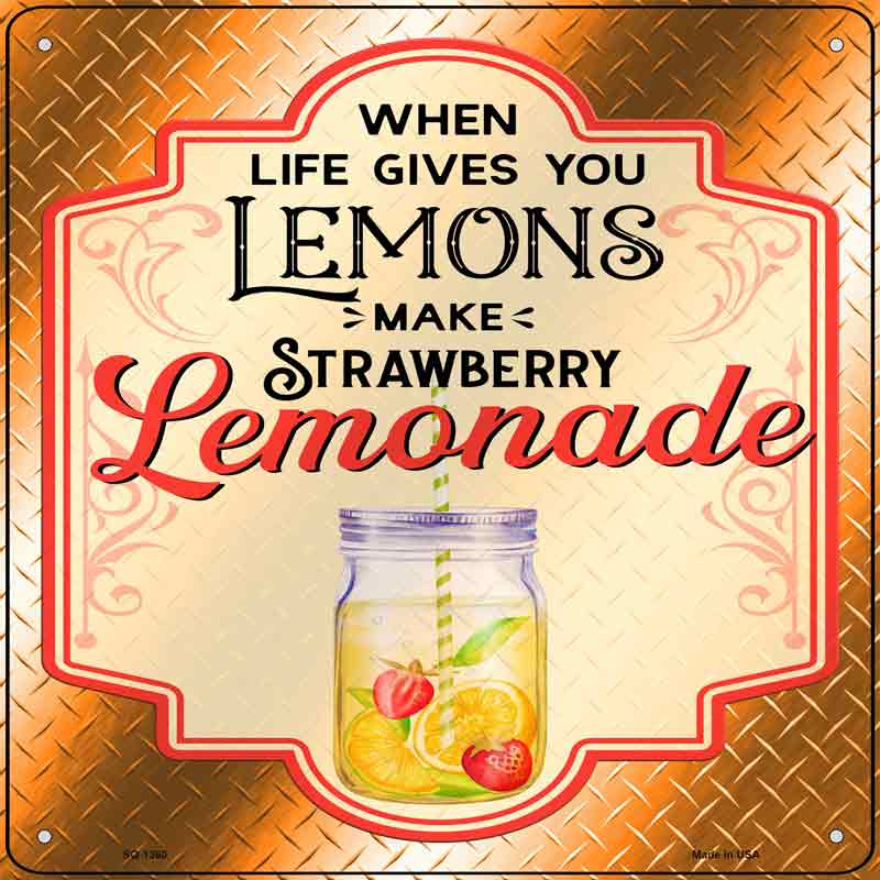 Make Strawberry Lemonade Orange Wholesale Novelty Metal Square SIGN