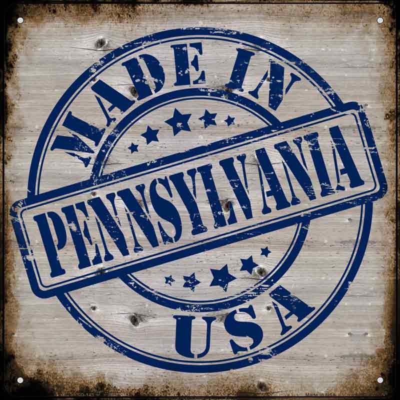 Pennsylvania Stamp On Wood Wholesale Novelty Metal Square SIGN