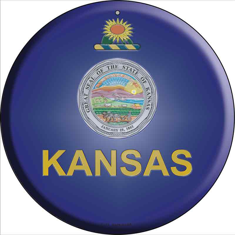 Kansas State FLAG Wholesale Metal Circular Sign