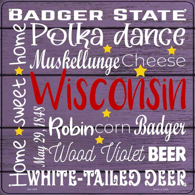 Wisconsin Motto Wholesale Novelty Metal Square SIGN