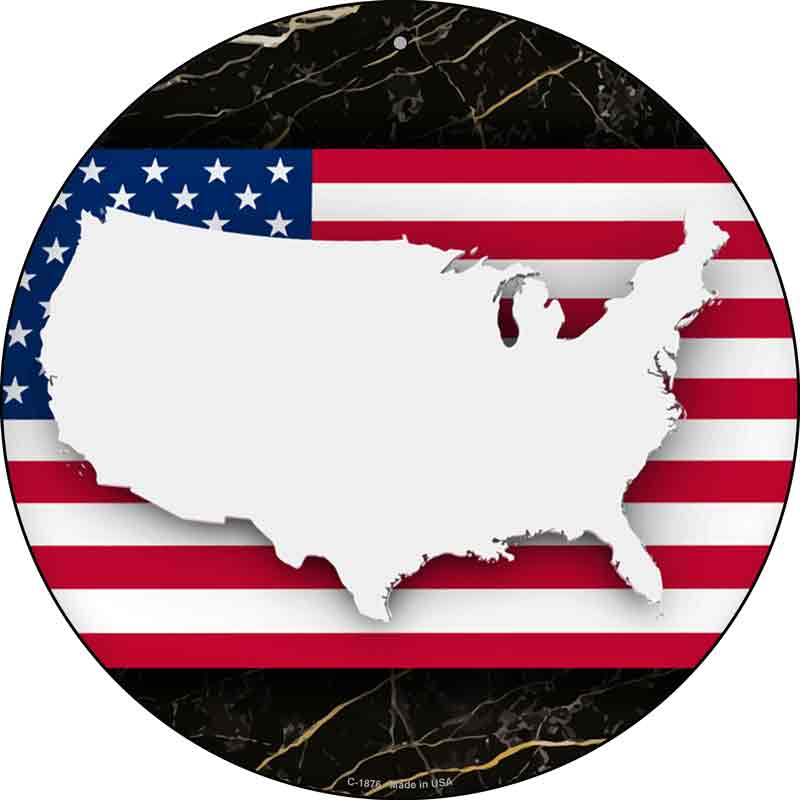 America Silhouette Wholesale Novelty Metal Circle SIGN C-1876