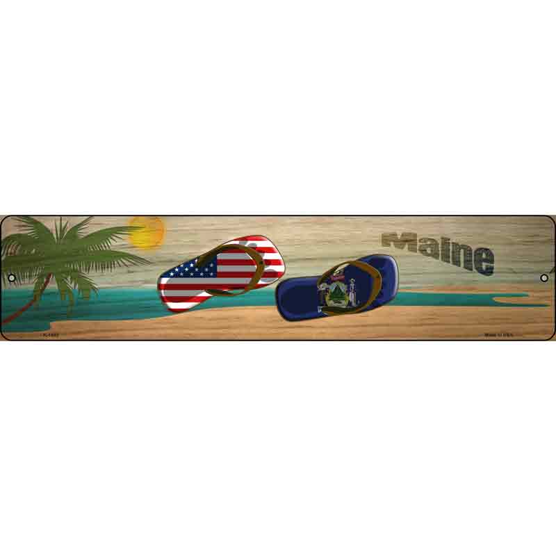 Maine FLAG and US FLAG Wholesale Novelty Small Metal Street Sign