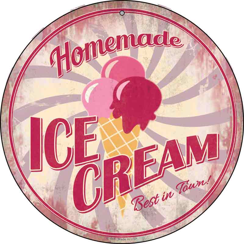 Homemade Ice Cream Wholesale Novelty Metal Circular SIGN