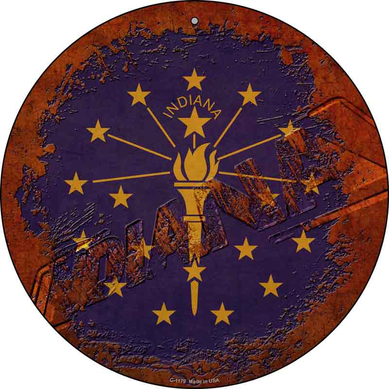 Indiana Rusty Stamped Wholesale Novelty Metal Circular SIGN