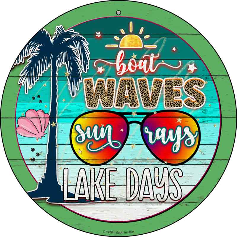 Boat Waves Sun Rays Wholesale Novelty Metal Circle SIGN