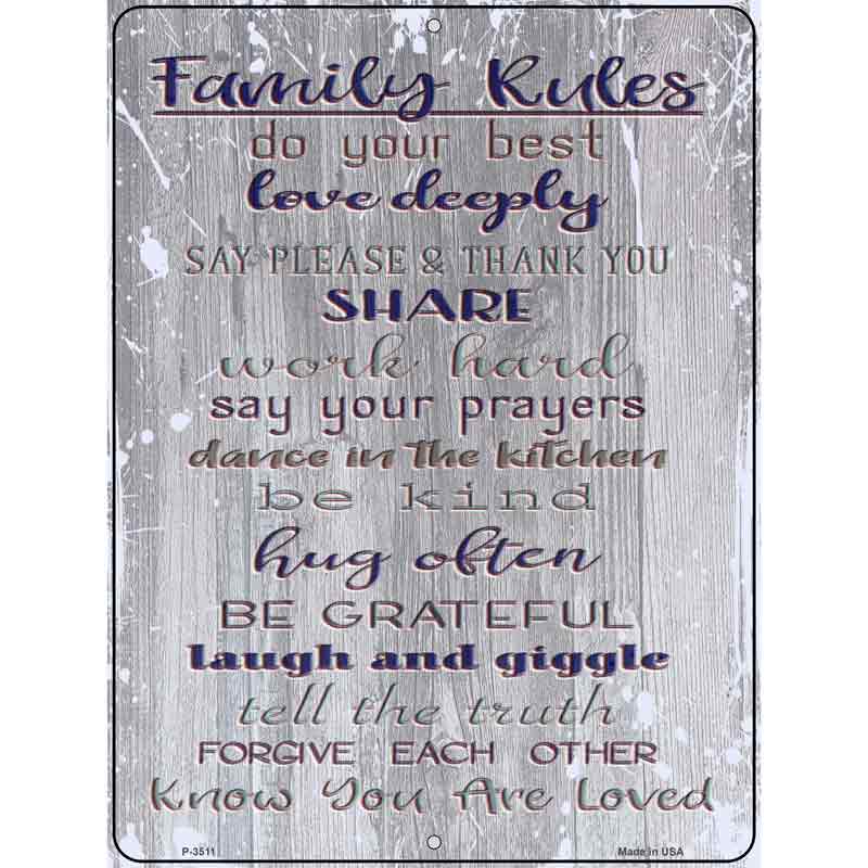 Family Rules Wholesale Novelty Metal Parking SIGN