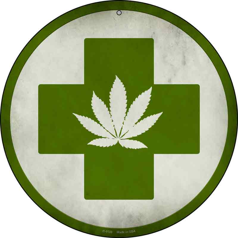 Cannabis Green Cross Wholesale Novelty Metal Circular SIGN