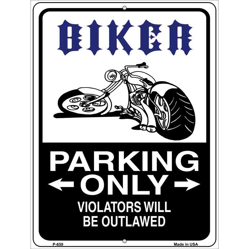 BIKER Parking Only Outlawed Wholesale Metal Novelty Parking Sign