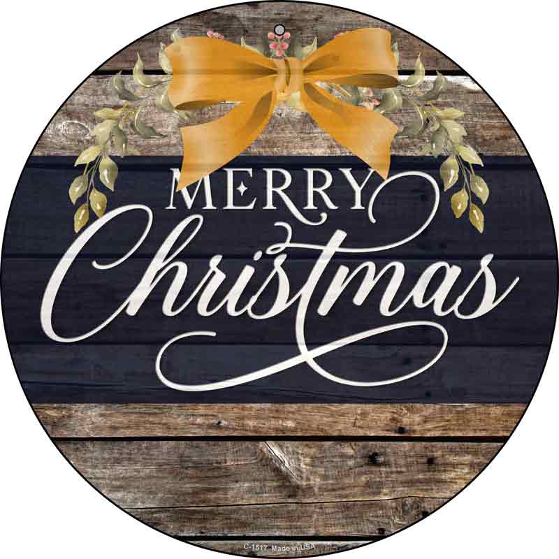 Merry CHRISTMAS Yellow Bow Wholesale Novelty Metal Circle Sign