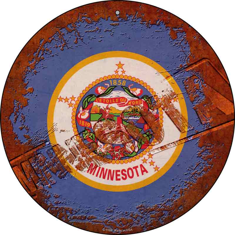 Minnesota Rusty Stamped Wholesale Novelty Metal Circular SIGN