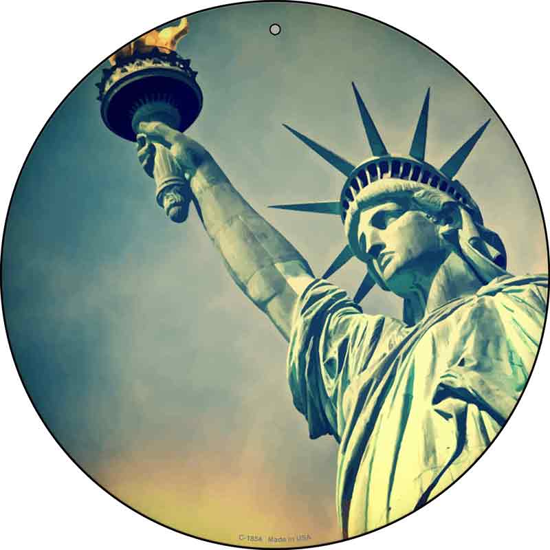 Lady Liberty With Sky Wholesale Novelty Metal Circle SIGN C-1854