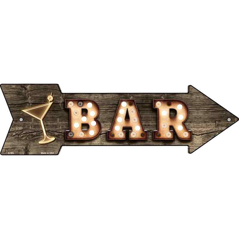 Bar With Cocktail Bulb Letters Wholesale Novelty Arrow SIGN