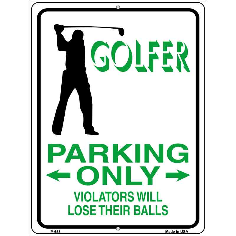 Golfer Parking Only Male Wholesale Metal Novelty Parking SIGN