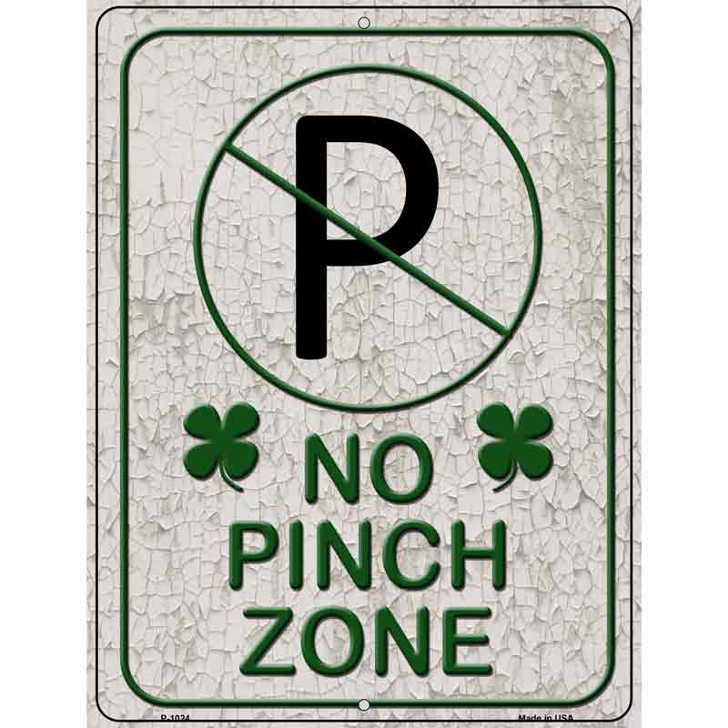 No Pinch Zone White Wholesale Metal Novelty Parking SIGN