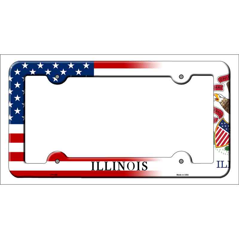 Illinois|American Flag Wholesale Novelty Metal License Plate FRAME