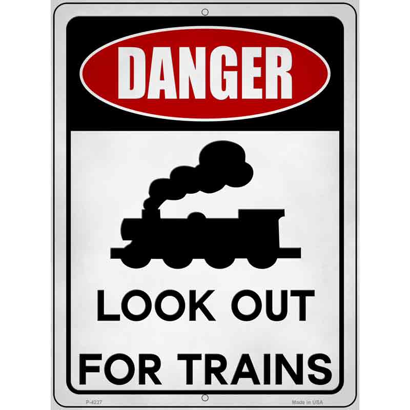 Danger Look Out Trains Wholesale Novelty Metal Parking SIGN