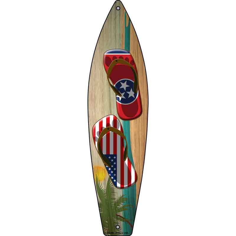 Tennessee FLAG and US FLAG Flip Flop Wholesale Novelty Metal Surfboard Sign